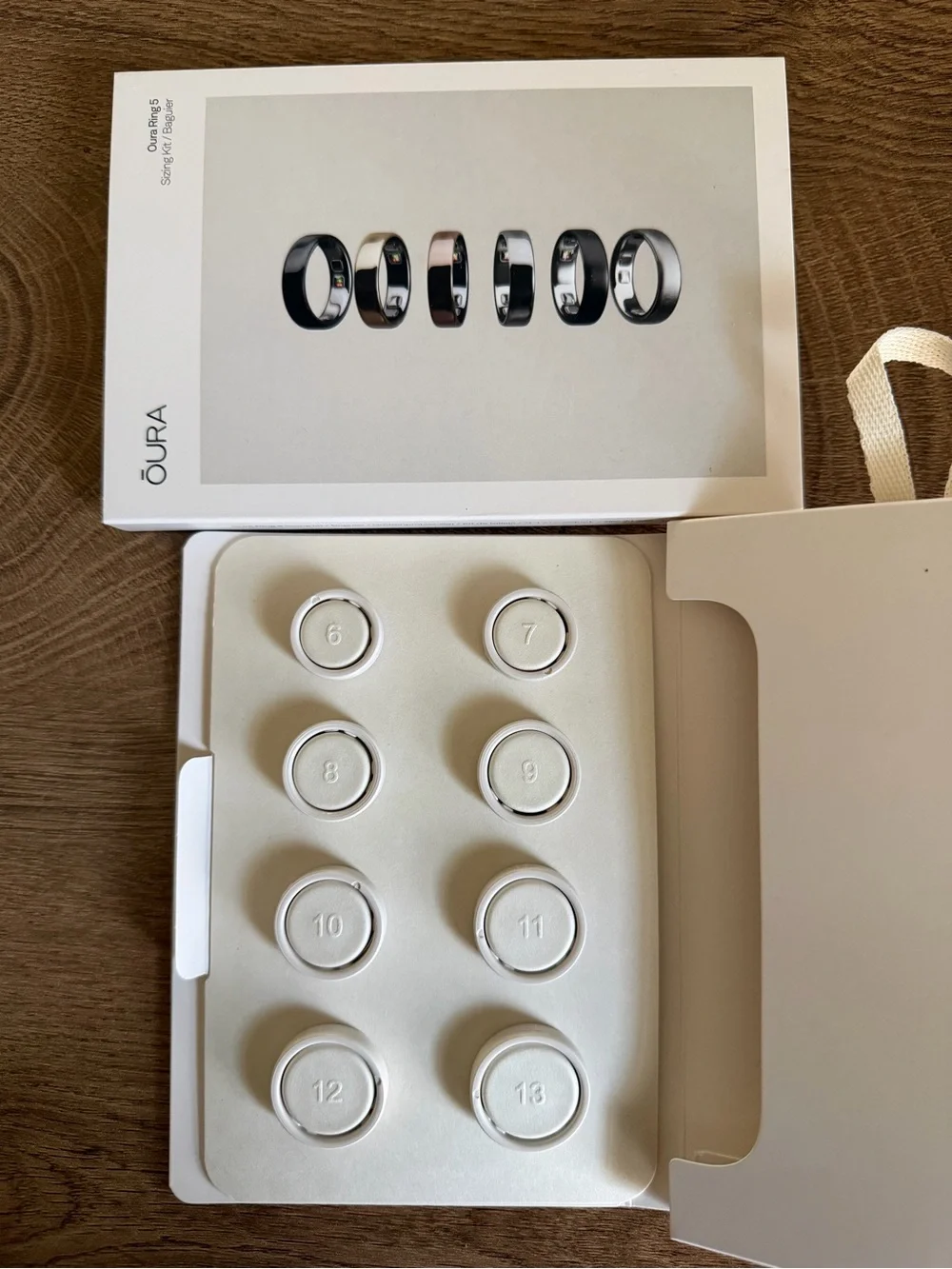 Oura Ring Sizing Kit - White with Silver and Black Ring Images
